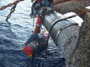 Welding doublers to the anchor bolsters on the GSF Celtic Sea in the Gulf of Mexico